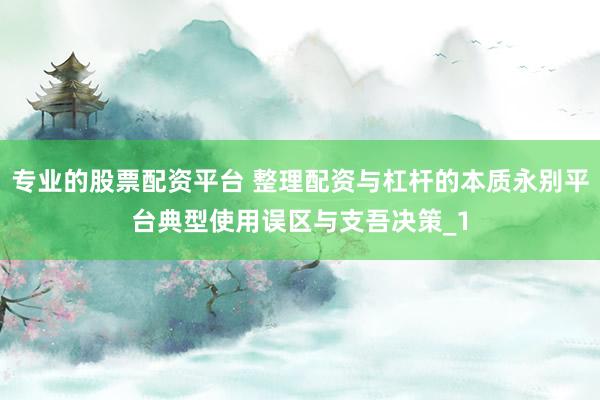 专业的股票配资平台 整理配资与杠杆的本质永别平台典型使用误区与支吾决策_1