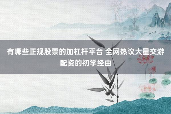 有哪些正规股票的加杠杆平台 全网热议大量交游配资的初学经由