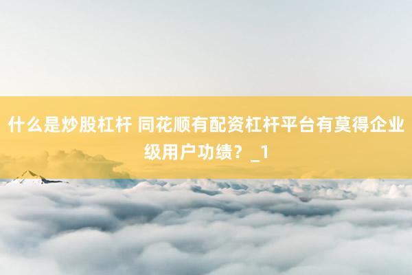 什么是炒股杠杆 同花顺有配资杠杆平台有莫得企业级用户功绩？_1