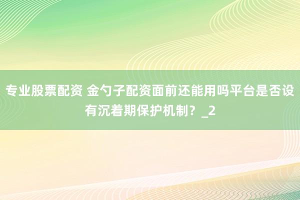 专业股票配资 金勺子配资面前还能用吗平台是否设有沉着期保护机制？_2