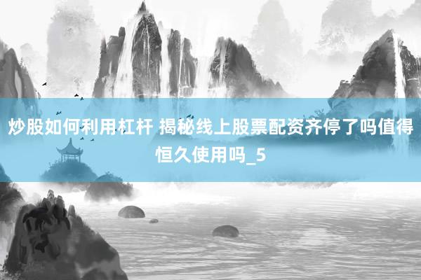 炒股如何利用杠杆 揭秘线上股票配资齐停了吗值得恒久使用吗_5