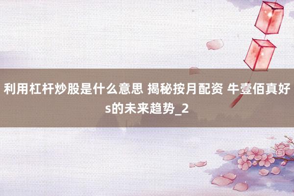 利用杠杆炒股是什么意思 揭秘按月配资 牛壹佰真好s的未来趋势_2