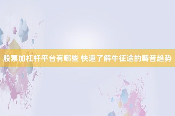 股票加杠杆平台有哪些 快速了解牛征途的畴昔趋势