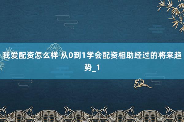 我爱配资怎么样 从0到1学会配资相助经过的将来趋势_1