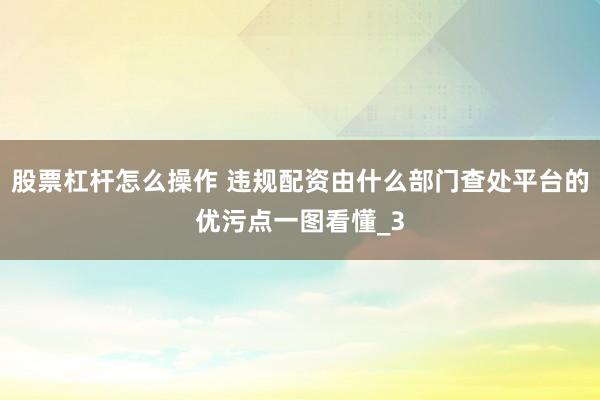 股票杠杆怎么操作 违规配资由什么部门查处平台的优污点一图看懂_3