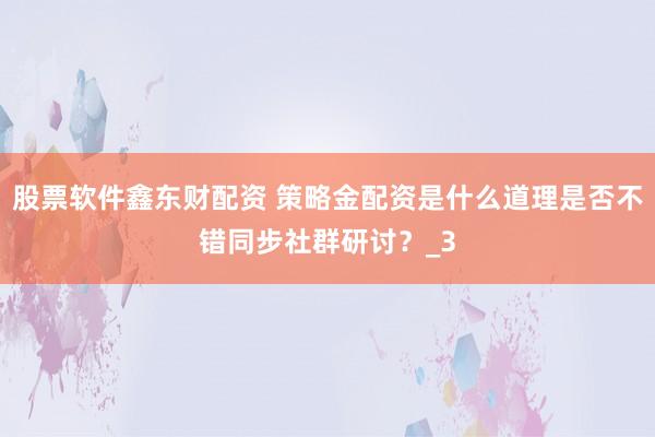 股票软件鑫东财配资 策略金配资是什么道理是否不错同步社群研讨？_3