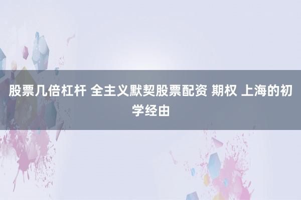 股票几倍杠杆 全主义默契股票配资 期权 上海的初学经由