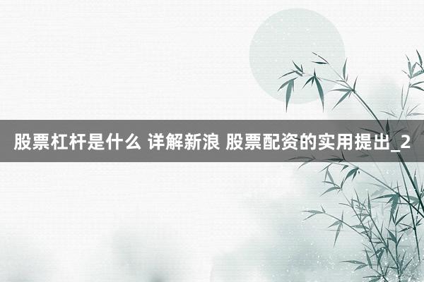 股票杠杆是什么 详解新浪 股票配资的实用提出_2
