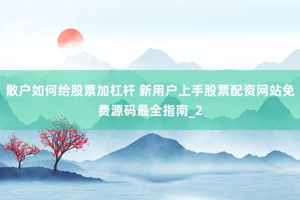 散户如何给股票加杠杆 新用户上手股票配资网站免费源码最全指南_2