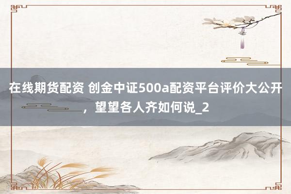 在线期货配资 创金中证500a配资平台评价大公开，望望各人齐如何说_2