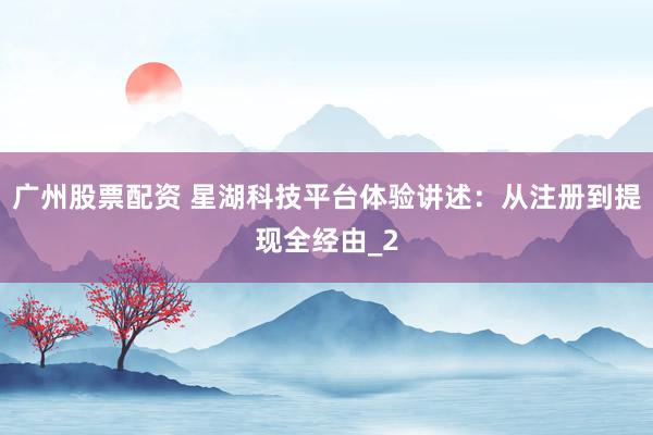 广州股票配资 星湖科技平台体验讲述：从注册到提现全经由_2