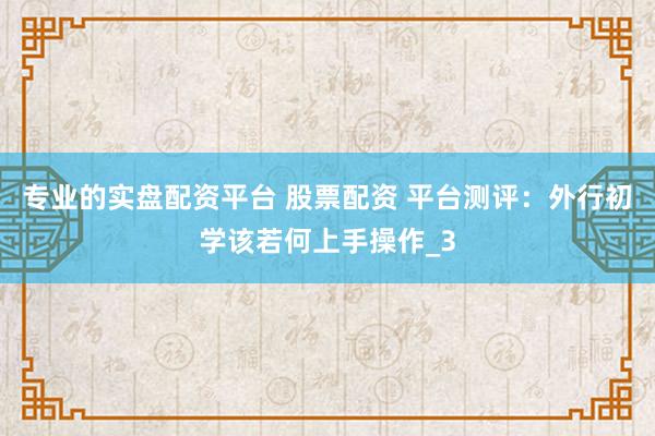 专业的实盘配资平台 股票配资 平台测评：外行初学该若何上手操作_3