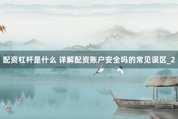 配资杠杆是什么 详解配资账户安全吗的常见误区_2
