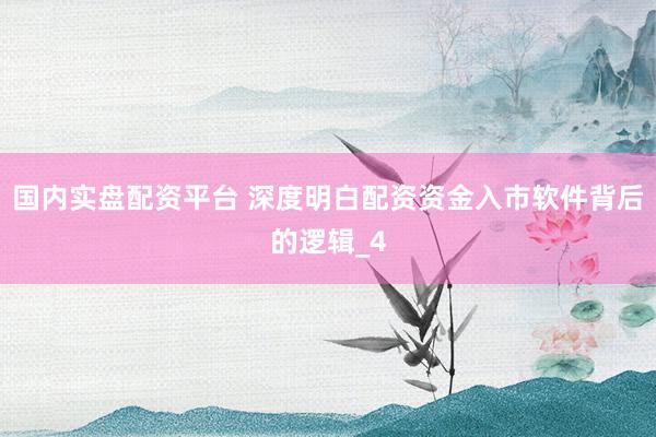 国内实盘配资平台 深度明白配资资金入市软件背后的逻辑_4