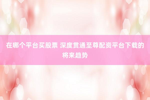 在哪个平台买股票 深度贯通至尊配资平台下载的将来趋势