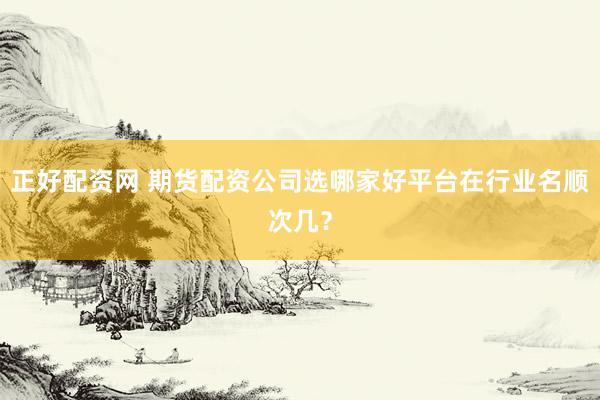 正好配资网 期货配资公司选哪家好平台在行业名顺次几？