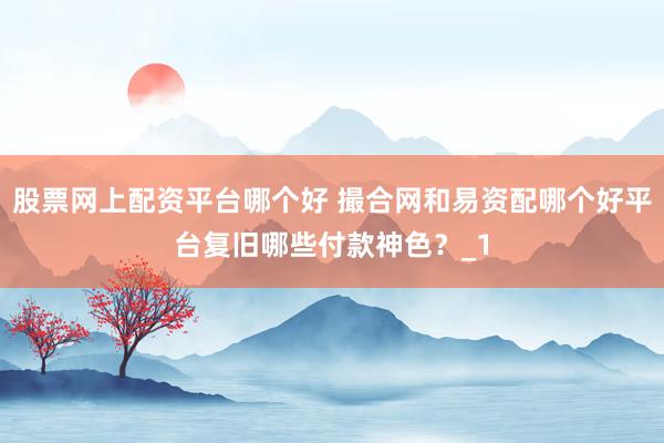 股票网上配资平台哪个好 撮合网和易资配哪个好平台复旧哪些付款神色？_1