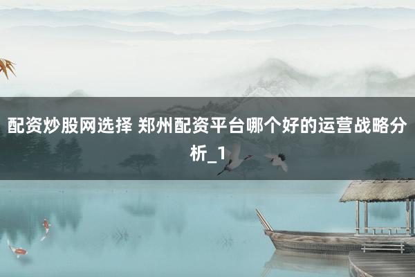 配资炒股网选择 郑州配资平台哪个好的运营战略分析_1