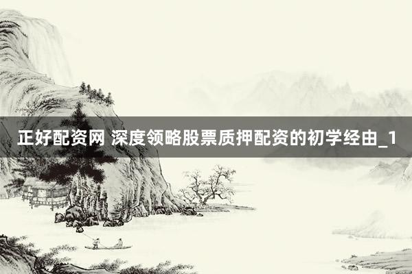 正好配资网 深度领略股票质押配资的初学经由_1