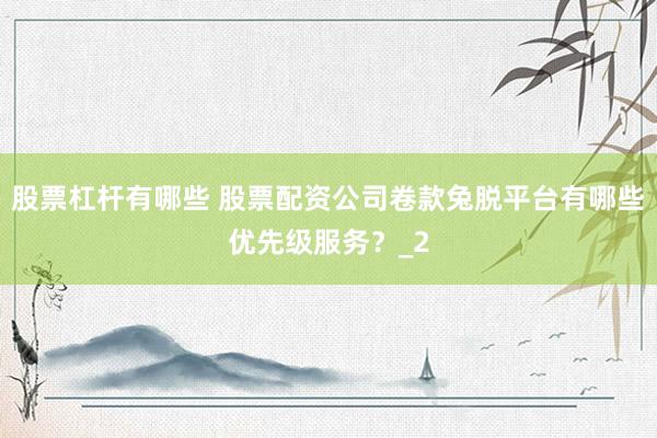 股票杠杆有哪些 股票配资公司卷款兔脱平台有哪些优先级服务？_2