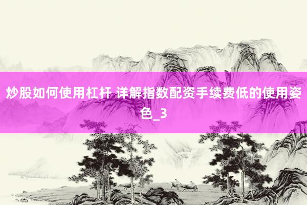 炒股如何使用杠杆 详解指数配资手续费低的使用姿色_3