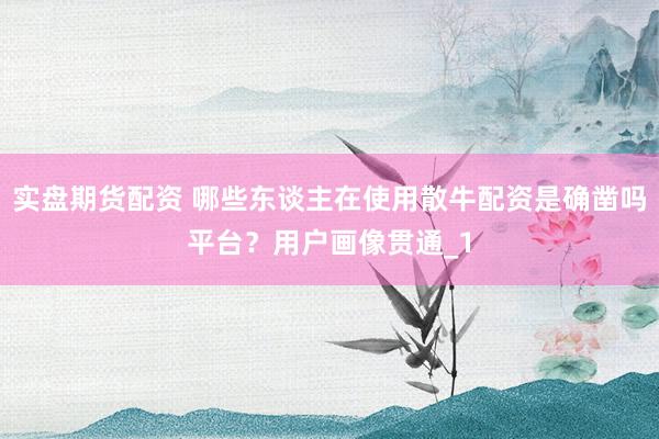 实盘期货配资 哪些东谈主在使用散牛配资是确凿吗平台？用户画像贯通_1