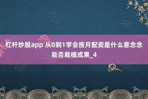 杠杆炒股app 从0到1学会按月配资是什么意念念能否栽植成果_4