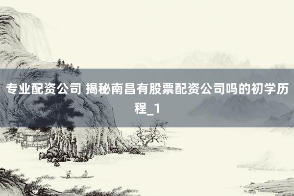 专业配资公司 揭秘南昌有股票配资公司吗的初学历程_1