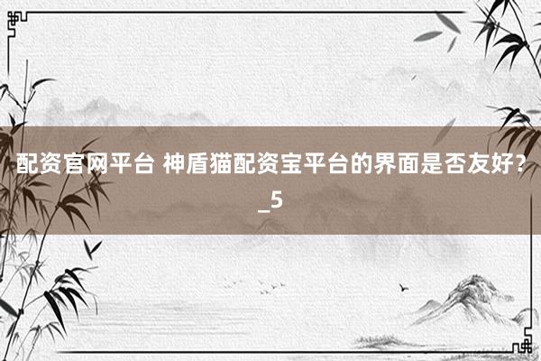 配资官网平台 神盾猫配资宝平台的界面是否友好？_5
