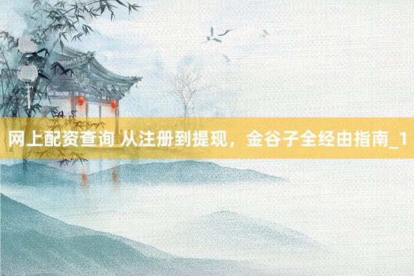 网上配资查询 从注册到提现，金谷子全经由指南_1