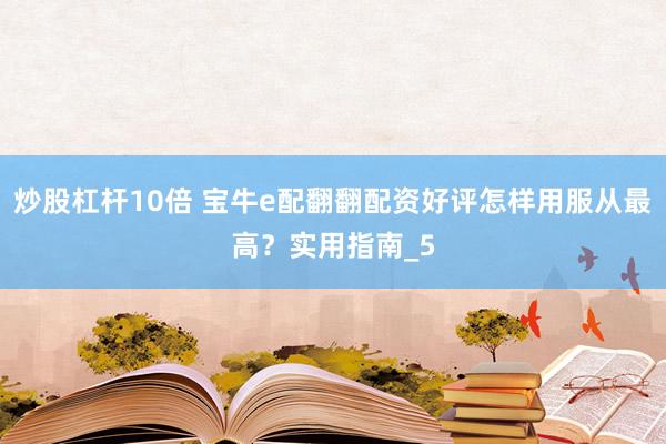炒股杠杆10倍 宝牛e配翻翻配资好评怎样用服从最高？实用指南_5