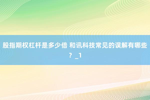 股指期权杠杆是多少倍 和讯科技常见的误解有哪些？_1