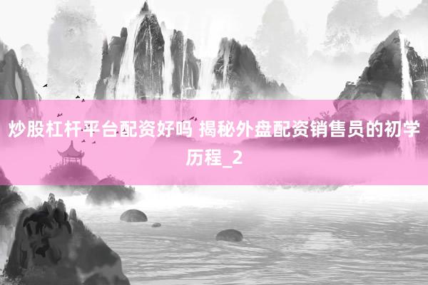 炒股杠杆平台配资好吗 揭秘外盘配资销售员的初学历程_2