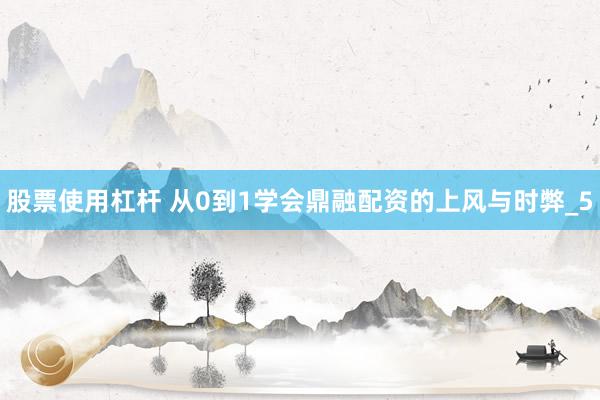 股票使用杠杆 从0到1学会鼎融配资的上风与时弊_5