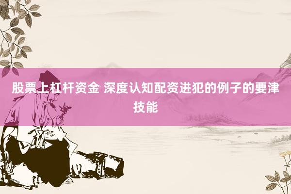 股票上杠杆资金 深度认知配资进犯的例子的要津技能