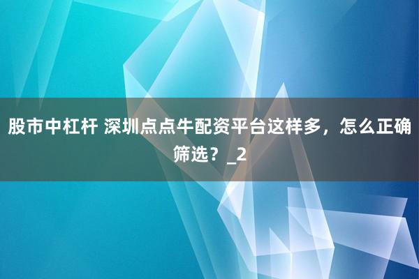 股市中杠杆 深圳点点牛配资平台这样多，怎么正确筛选？_2