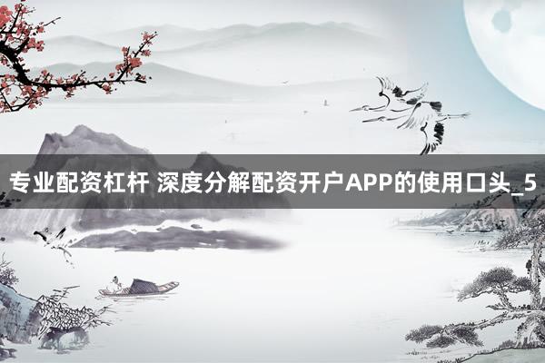 专业配资杠杆 深度分解配资开户APP的使用口头_5