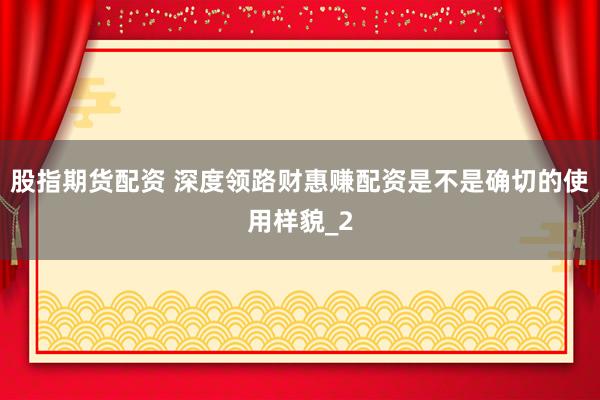 股指期货配资 深度领路财惠赚配资是不是确切的使用样貌_2